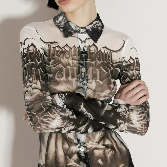 JEAN PAUL GAULTIEP Black & White 'The Diablo' Midi Shirt Dress Size XXS NWT - Picture 5 of 12